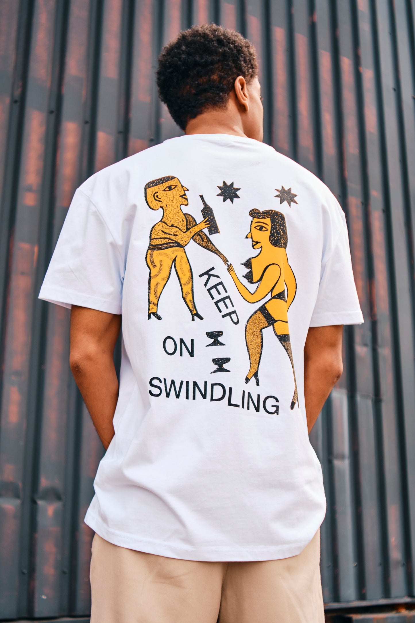 DAM SWINDLE X EMIEL STEENHUIZEN TEE WHITE