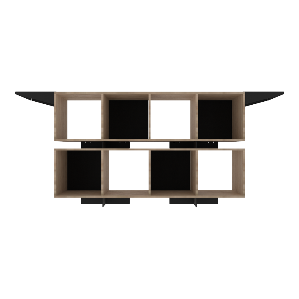 Productafbeelding stalen onderstel bamboe kast met speaker houders vinylplaten dj-booth Record Booth °01 in Black / Zwart Robuust Amsterdam